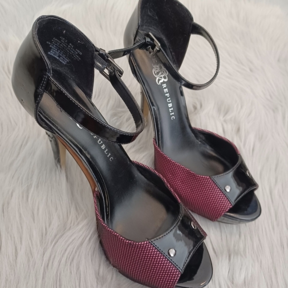 Rock & Republic Black & Pink High Heel Shoes Size 9.5 - Picture 9 of 9